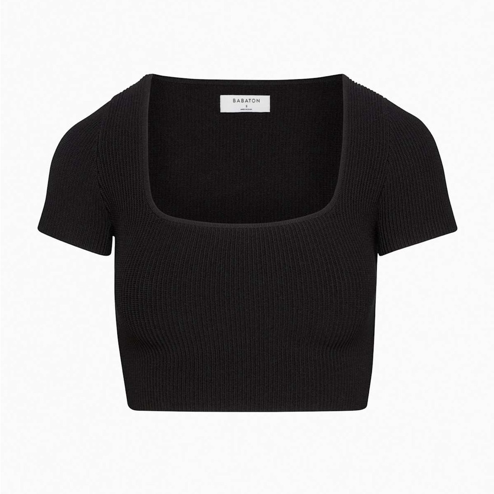Babaton Black Sculpt Knit Crop Top